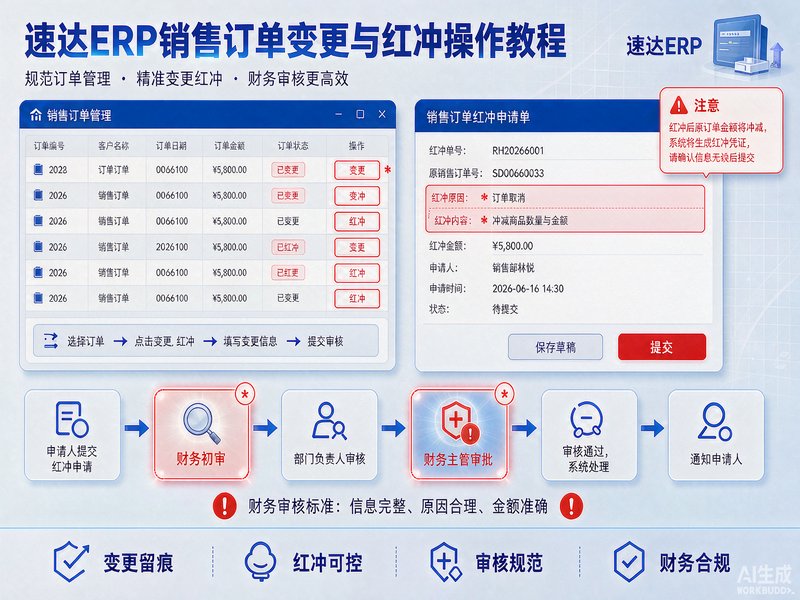 速达ERP销售订单变更与红字冲销操作教程|全国企业财务纠偏避坑指南